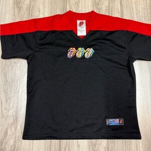 Vintage 2002 Rolling Stones Hockey Jersey Concert Black and Red T-Shirt Kids Med